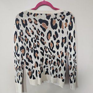 A New Day Women’s Cheetah Leopard Print Crew Neck Knit Sweater XS Vintage Rare.